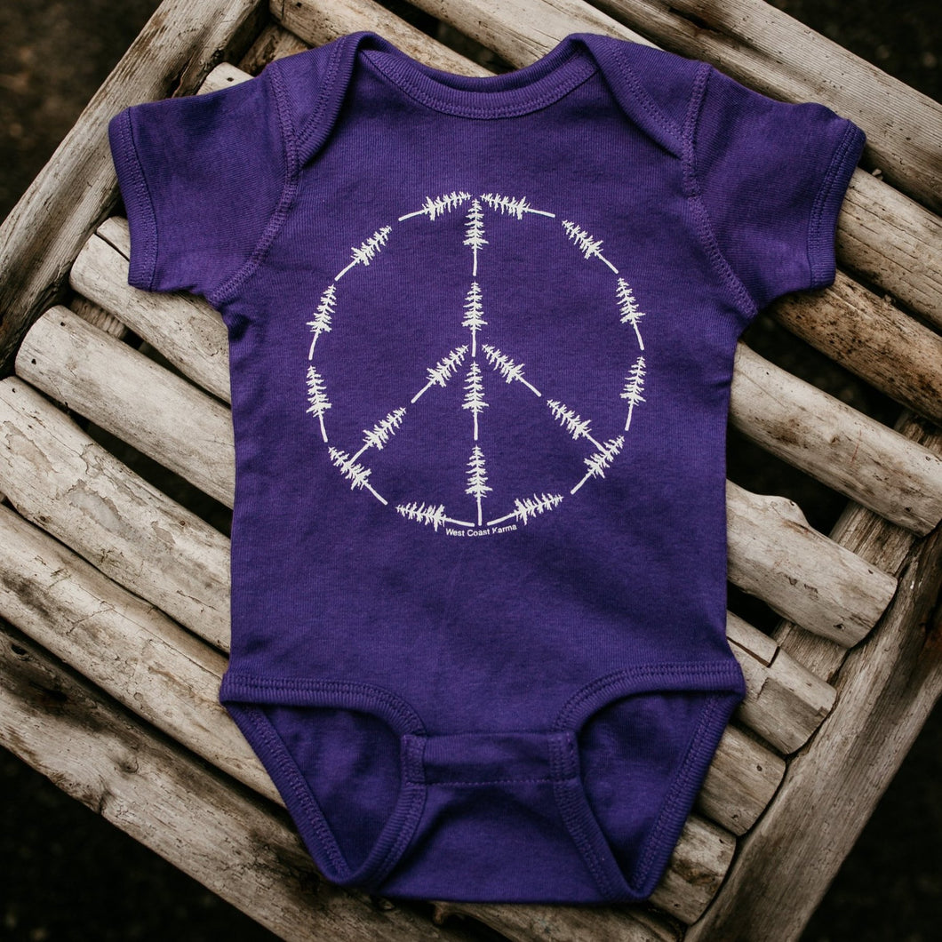 West Coast Karma - Purple Tree Peace Baby Onesie