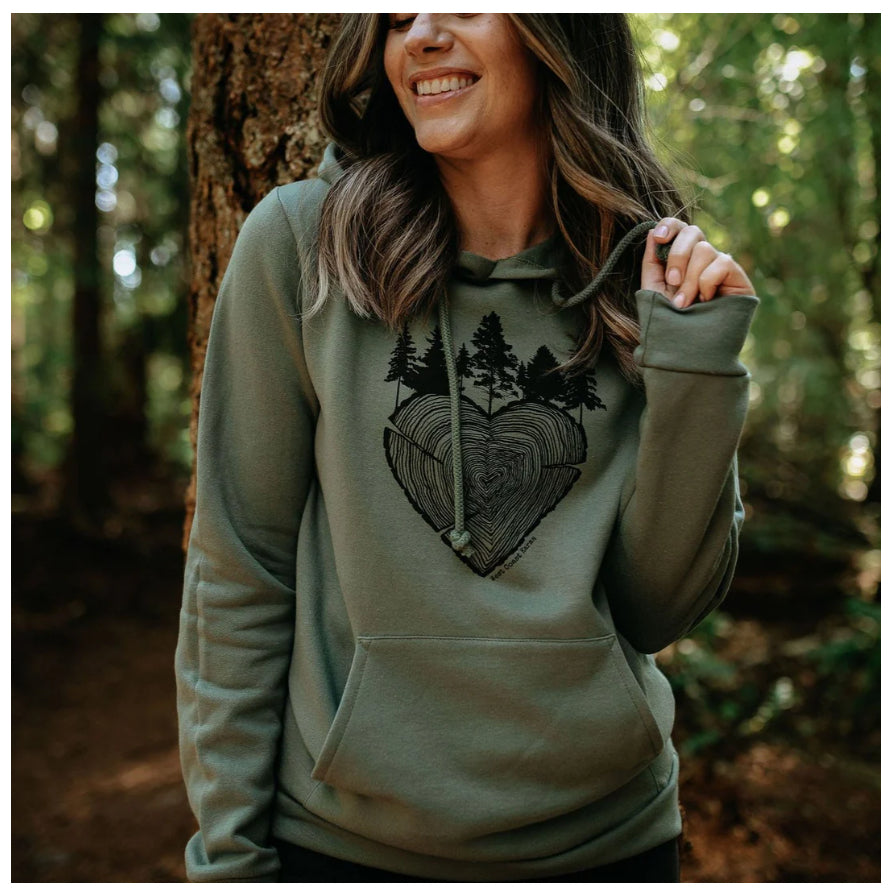 West Coast Karma(WCK) -  Heart Tree Round Hoodie Sage