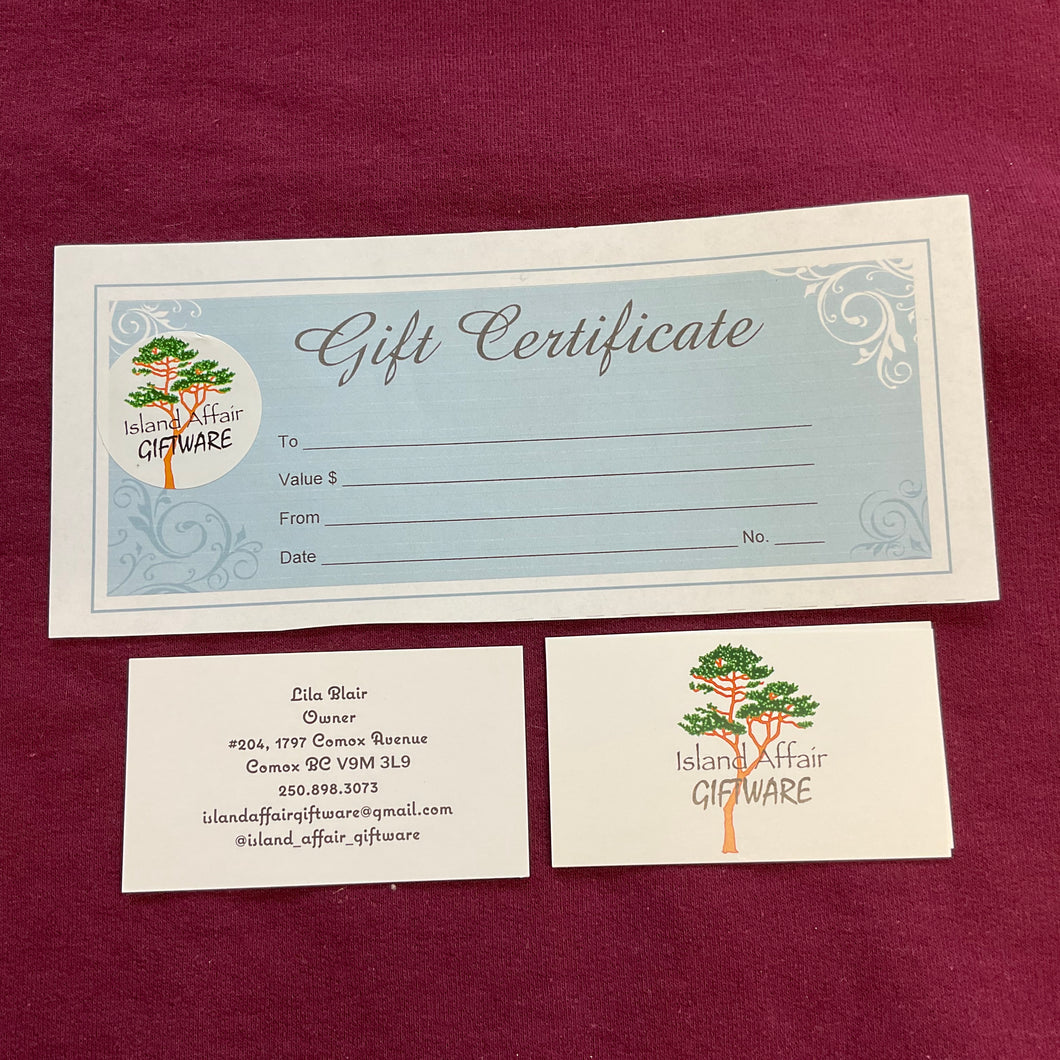 Gift Certificate - Island Affair Giftware